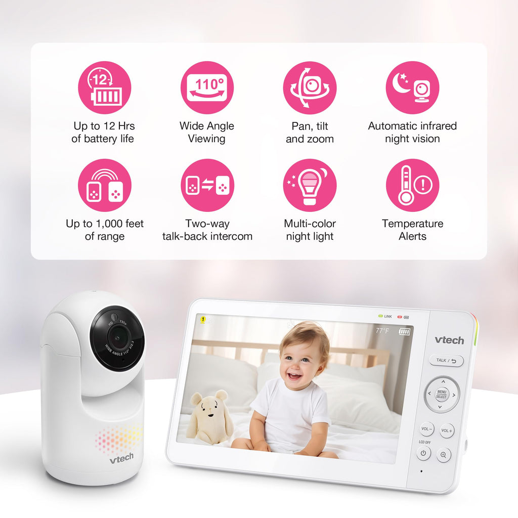 VTECH 7" Baby Monitor with IPS Screen & Pan Tilt Zoom