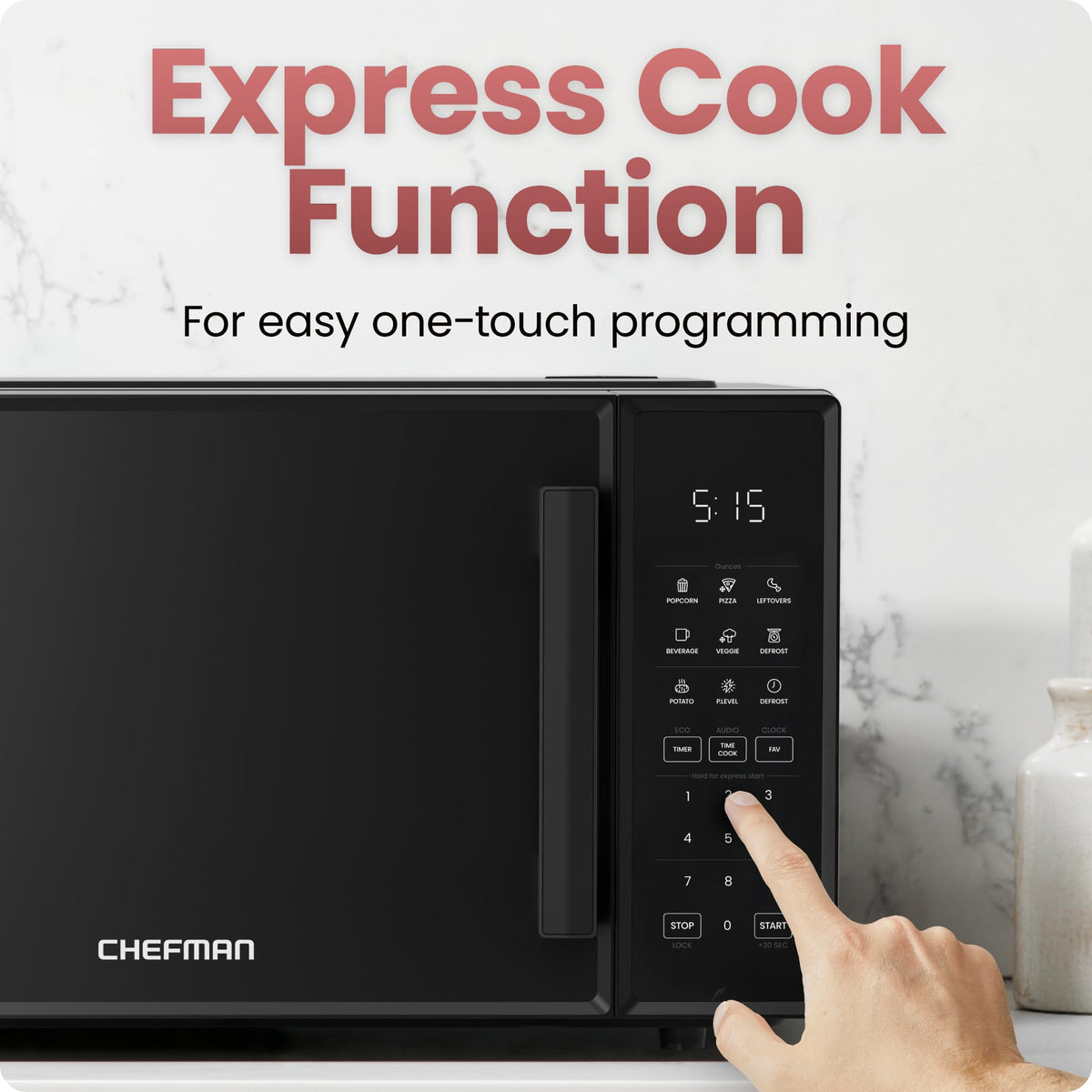 CHEFMAN Countertop Microwave Oven 0.9 Cu. Ft., 900W
