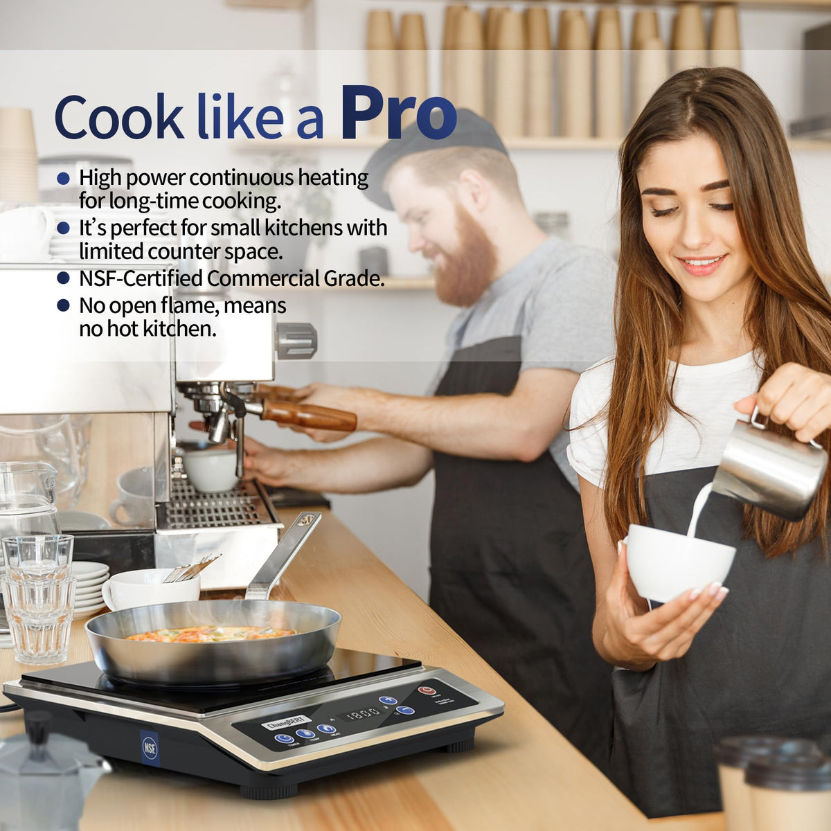 CHANGBERT Induction Cooktop - 1800W Commercial Portable Burner
