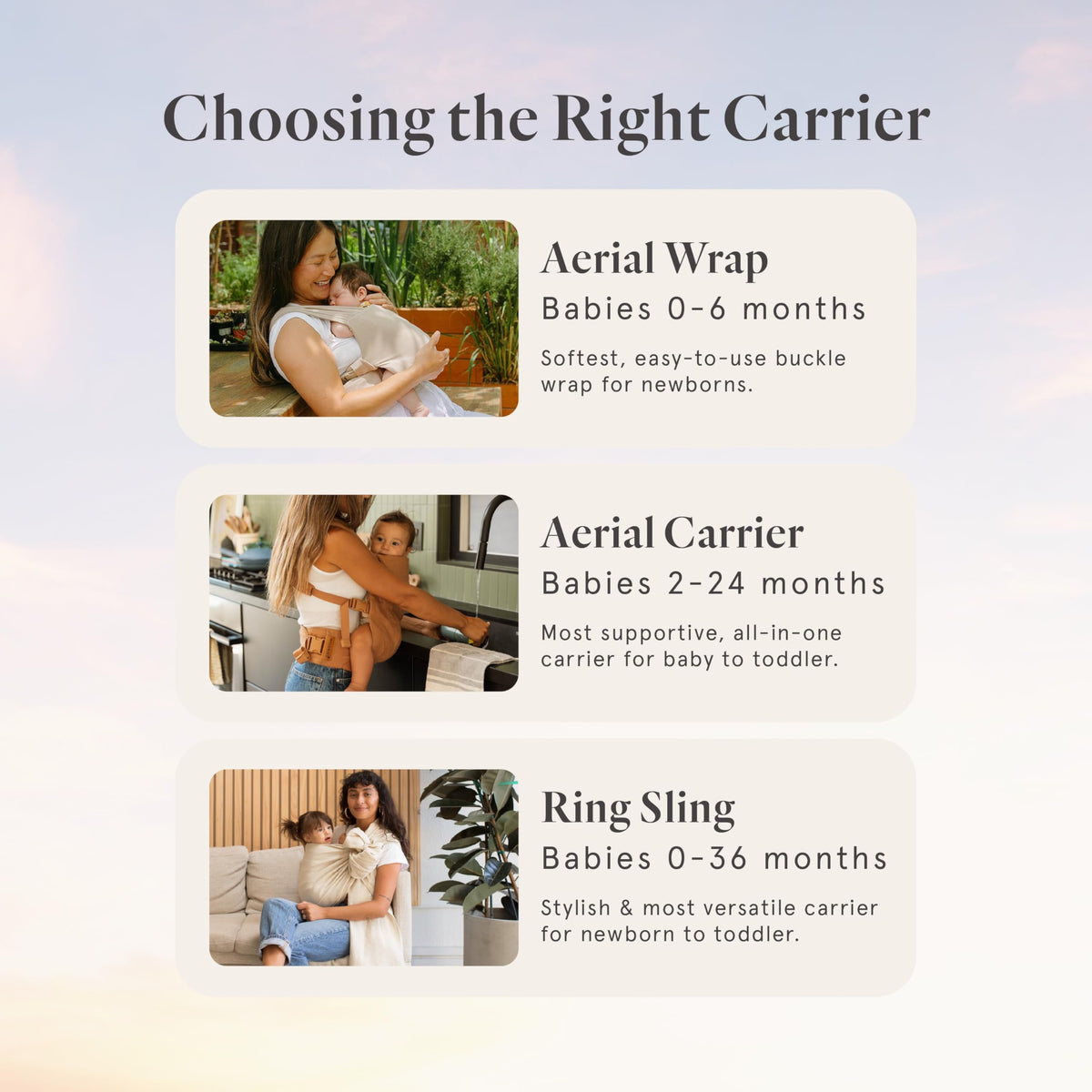 WILDBIRD Aerial Buckle Wrap Baby Carrier - Newborn 0-6 Months