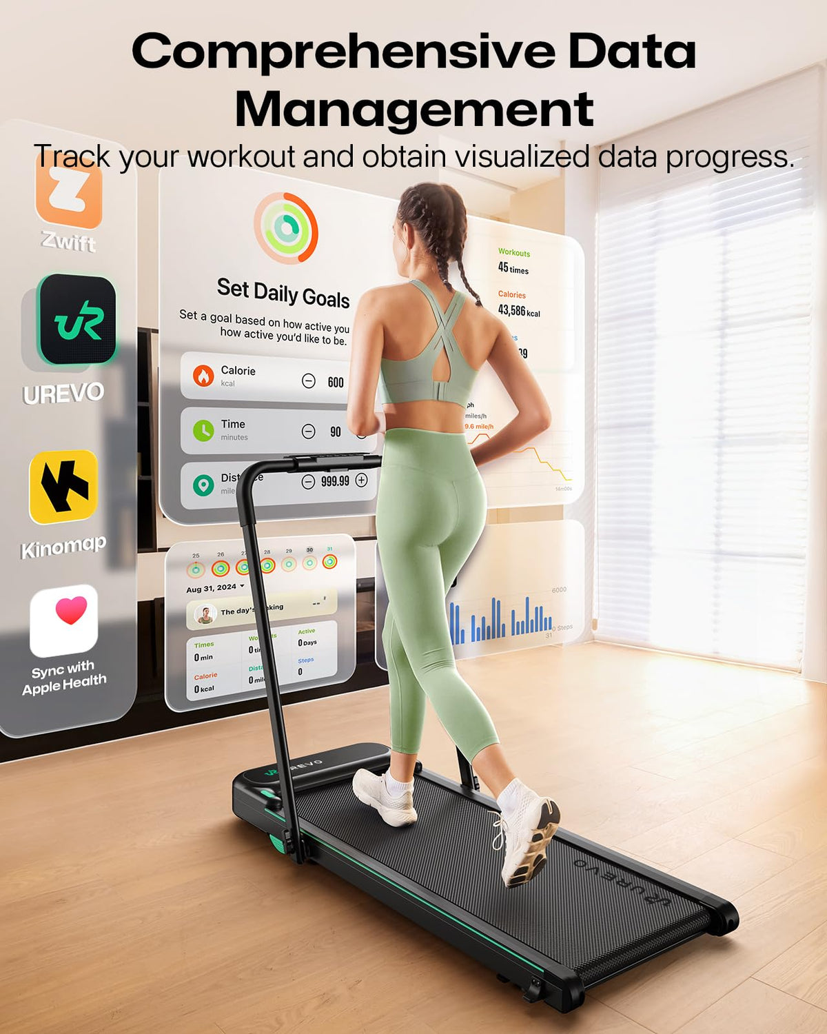 UREVO Strol 2E Smart 2-in-1 Folding Treadmill - Compact Walking Pad