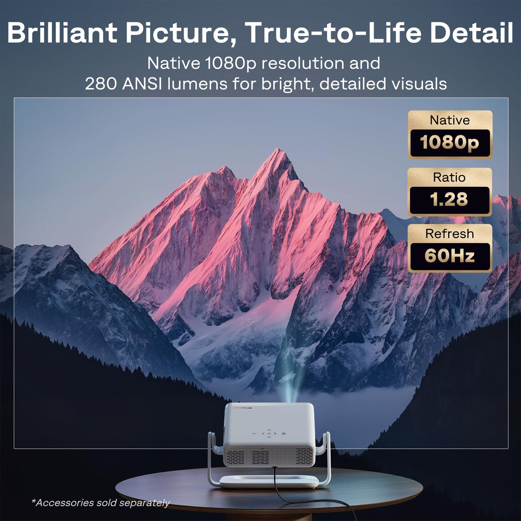 AURZEN Roku Smart Projector, 1080P FHD, Bluetooth & Wifi