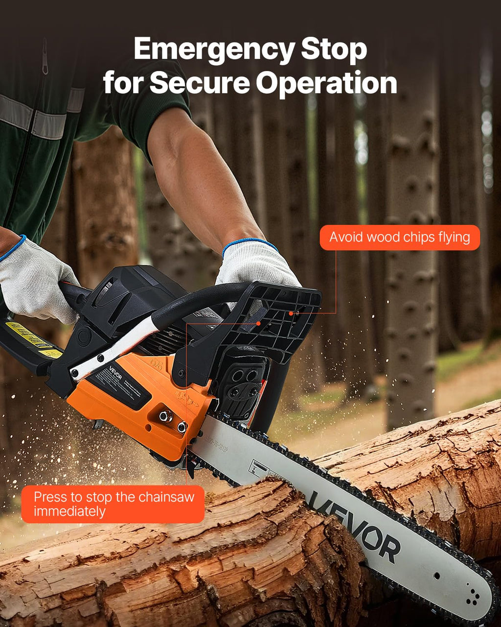 VEVOR 20-Inch 62CC Gas Chainsaw - 3.8 HP, Dual Fuel