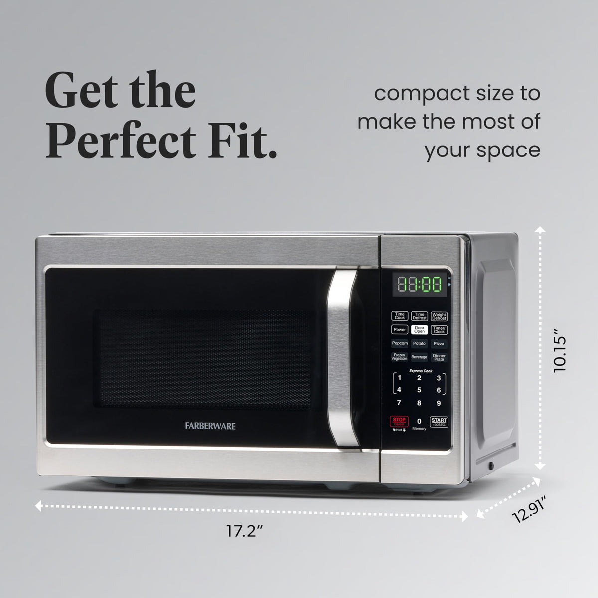 FARBERWARE 0.7 Cu. Ft. Microwave Oven – 700W, Auto Cook, Stainless