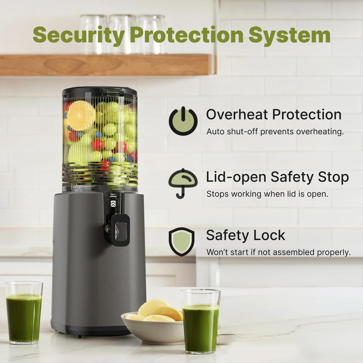 YOYDS Cold Press Juicer with 5.5" Wide Feed Chute