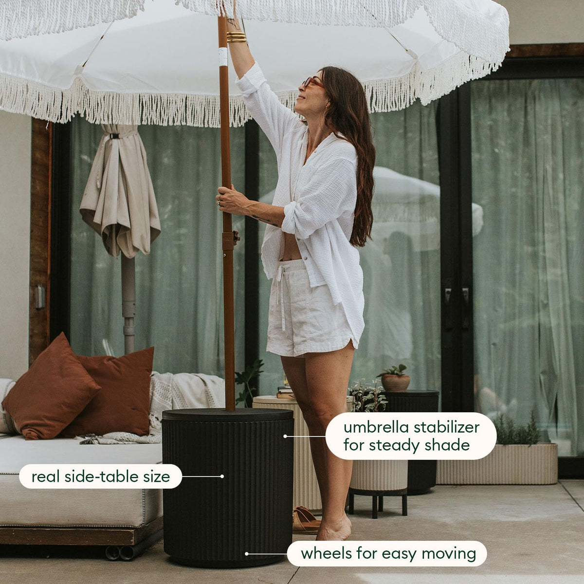 VERADEK Umbrella Side Table - Outdoor Patio Table with Hole