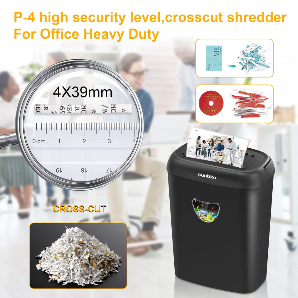 SUNTIKO 14-Sheet Cross Cut Shredder for Home Office Use
