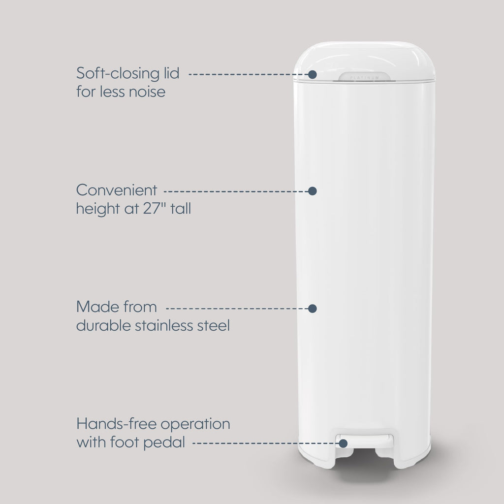 DIAPER GENIE Platinum Diaper Pail Gift Set | Hands-Free Odor Control