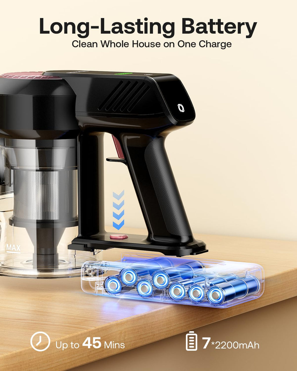 TRUCOZIE Cordless Vacuum Cleaner - 40Kpa Self-Standing 8-in-1