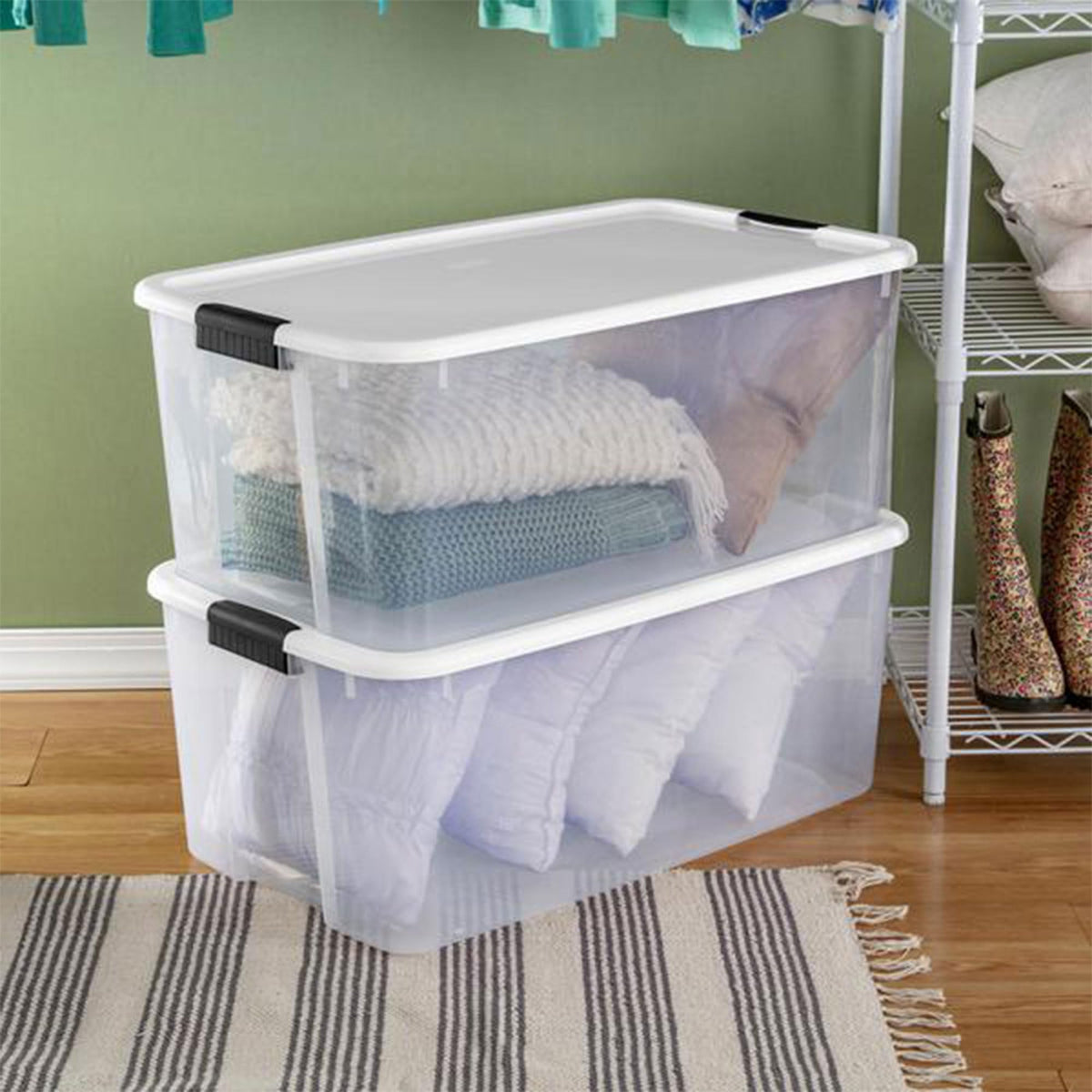 STERILITE 4-Pack Clear Plastic Storage Bins with Lids - 116 Quart