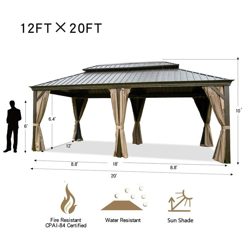 Calaro 19.5 Ft. W x 11 Ft. D Galvanized Steel Patio Gazebo
