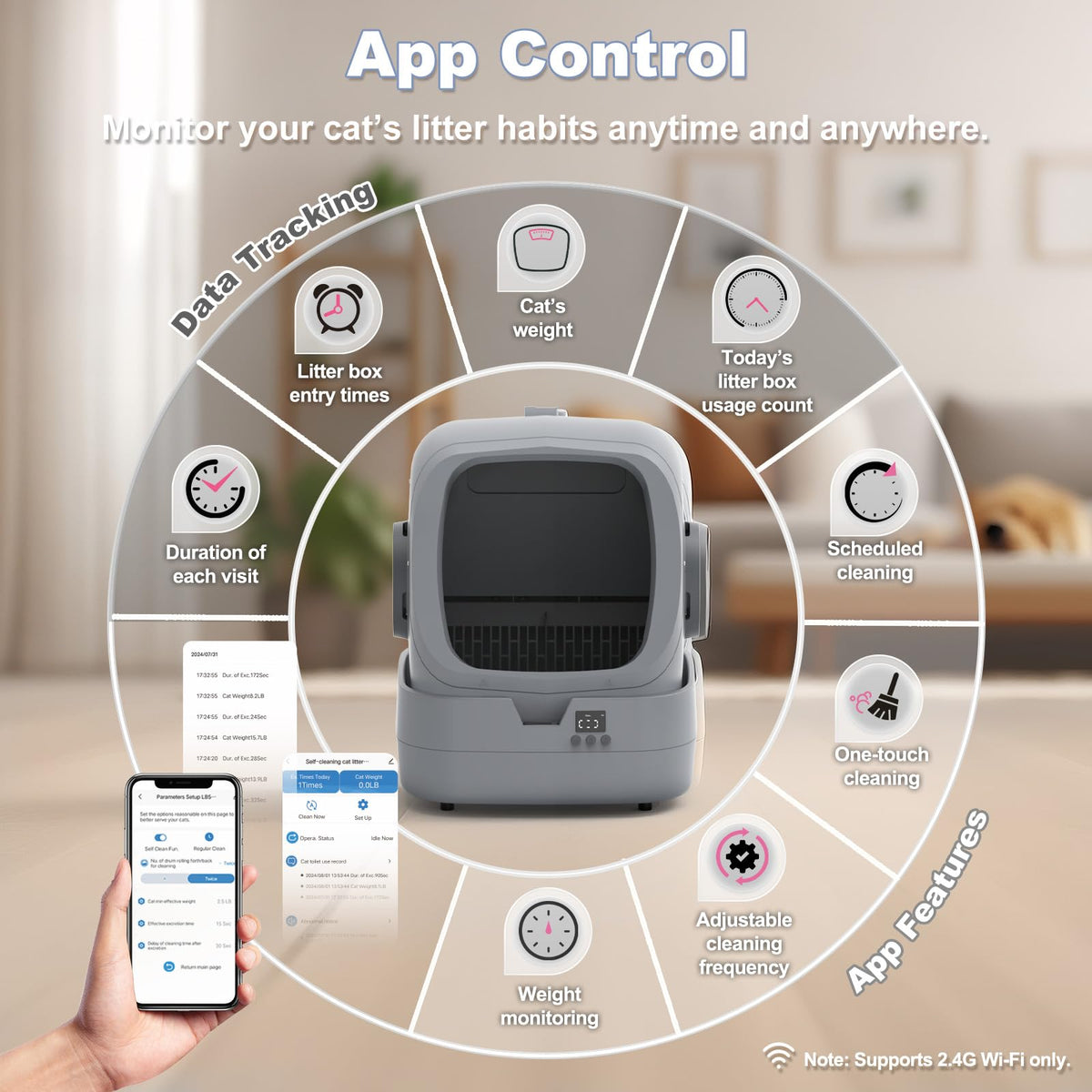 UPFAS Automatic Cat Litter Box - Self Cleaning & APP Control