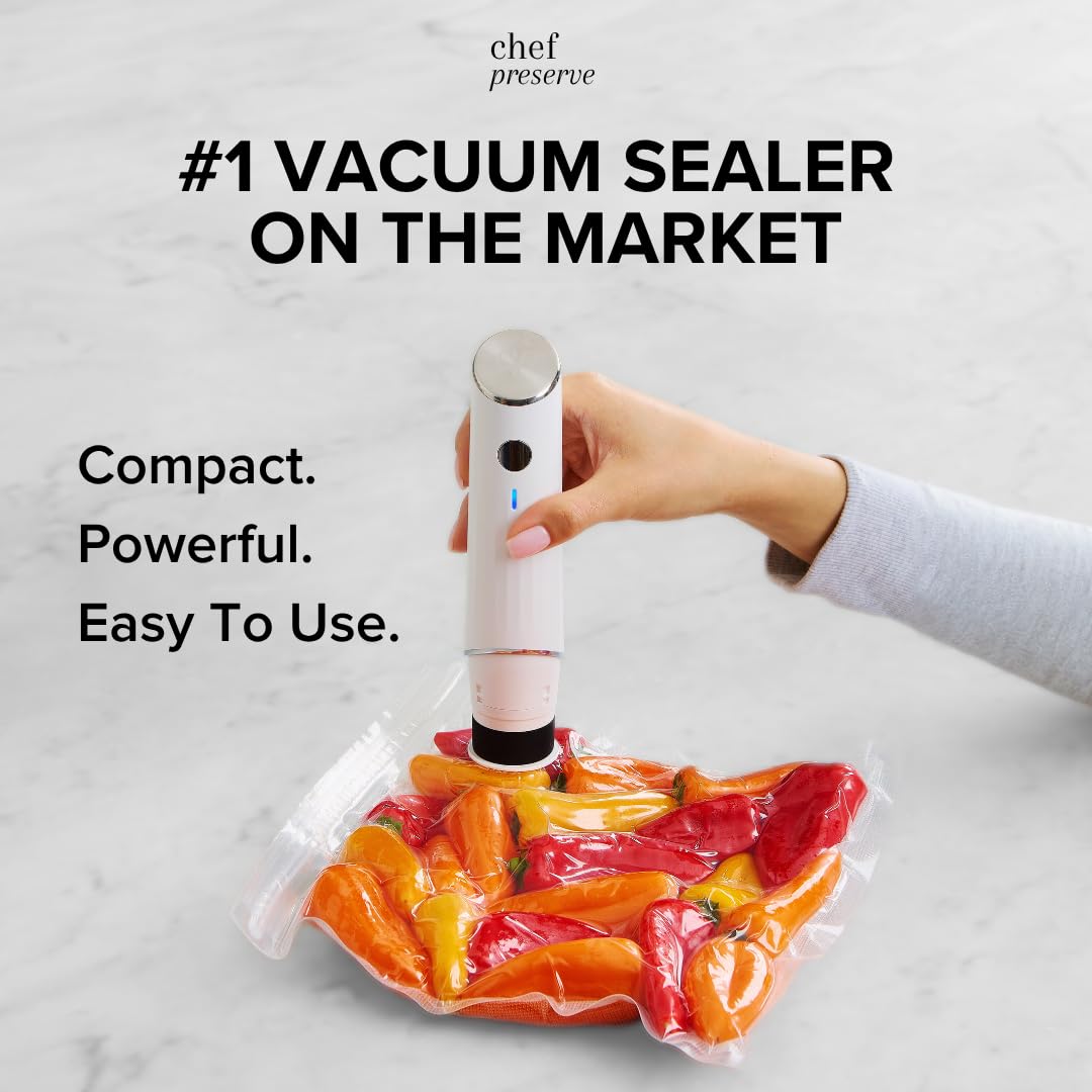 CHEF PRESERVE Compact Vacuum Sealer Machine with Reusable Bags