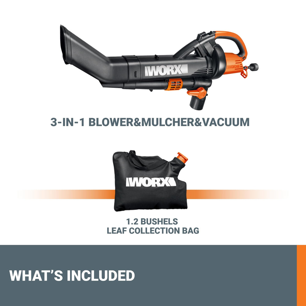 WORX Trivac Electric Leaf Blower, Vacuum & Mulcher
