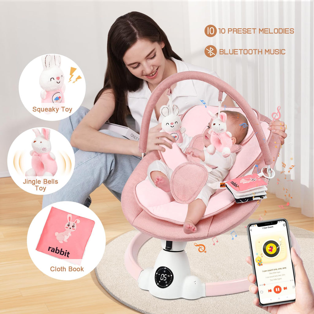 UUOEEBB Baby Swing for Infants - Portable Electric Pink