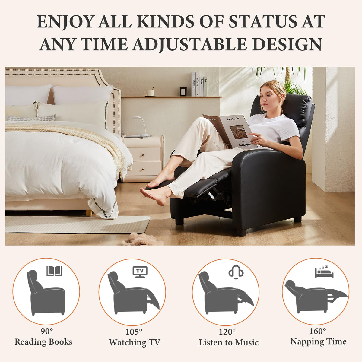 SWEETCRISPY Massage Recliner Chair - Adjustable Lumbar Support