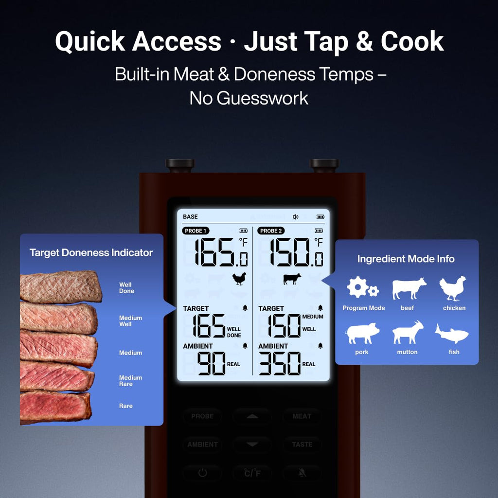 THERMOMAVEN 3000FT Smart Wireless Meat Thermometer with LCD