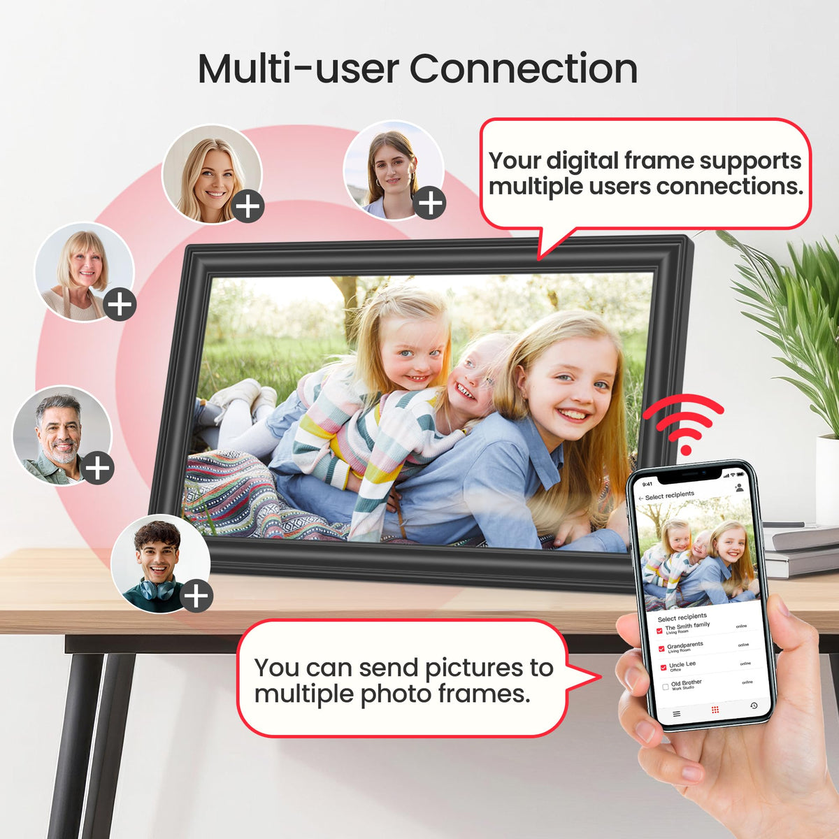 BIGASUO 64GB Frameo 15.6" WiFi Digital Photo Frame