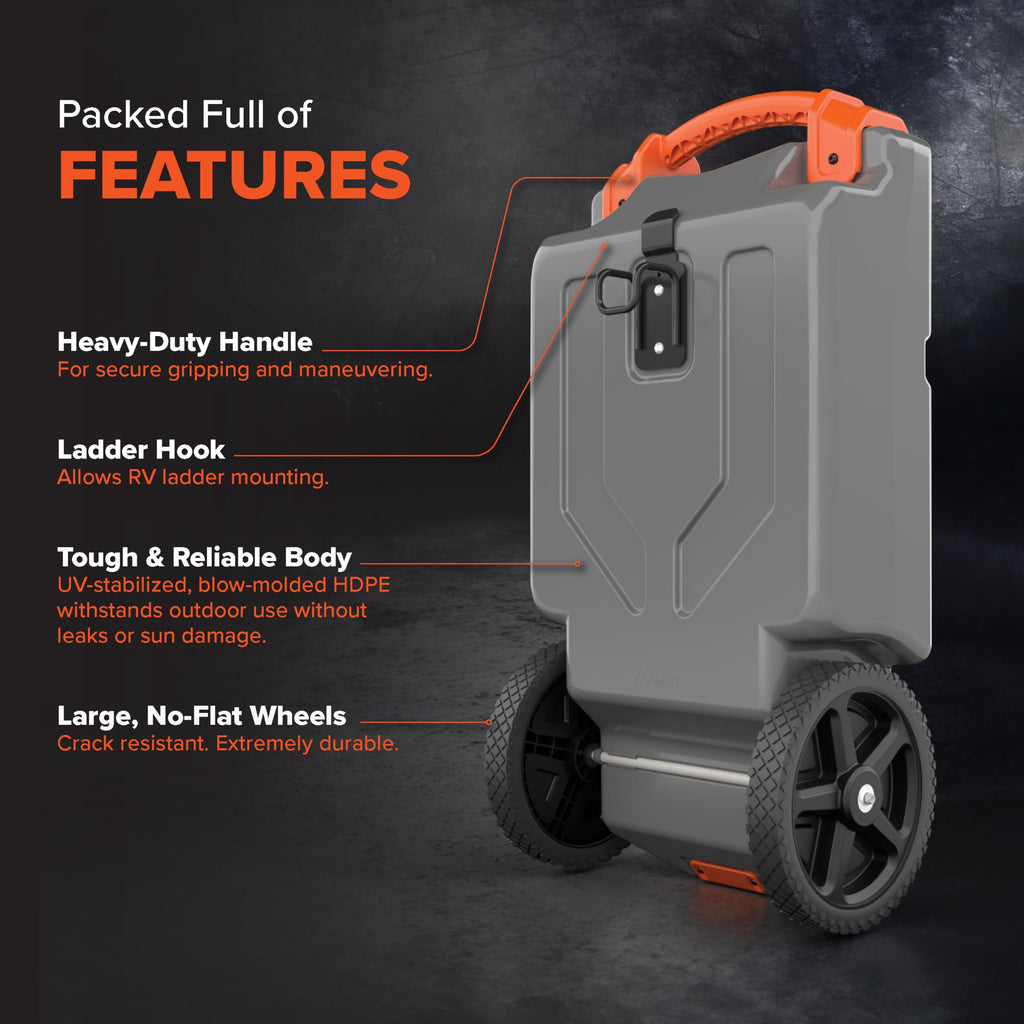 CAMCO Rhino 21-Gallon RV Portable Waste Tank with Accessories