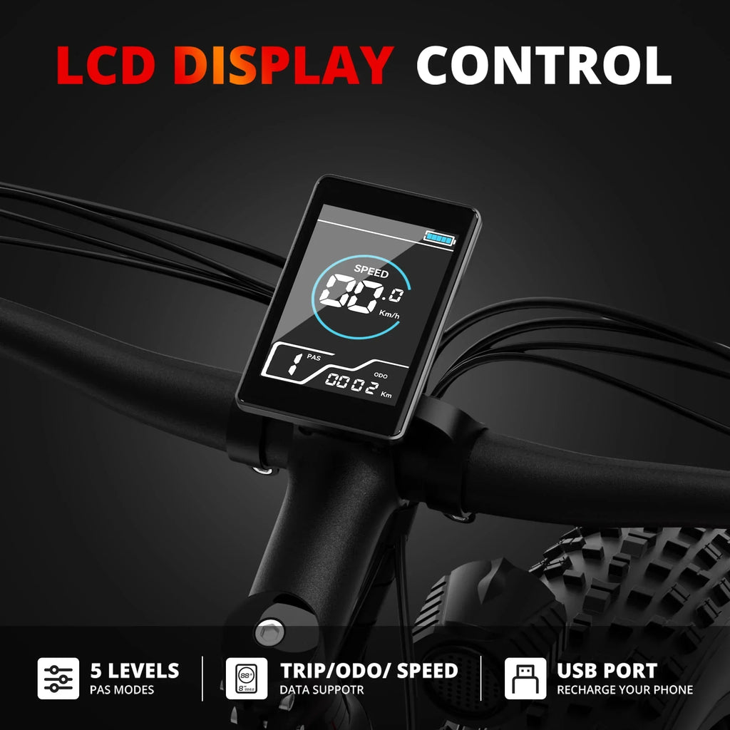 AMYET EB26 750W 720WH UL2849 Electric Bike Mountain Bicycle E Bike 26" Fat Tire 20MPH for Adult