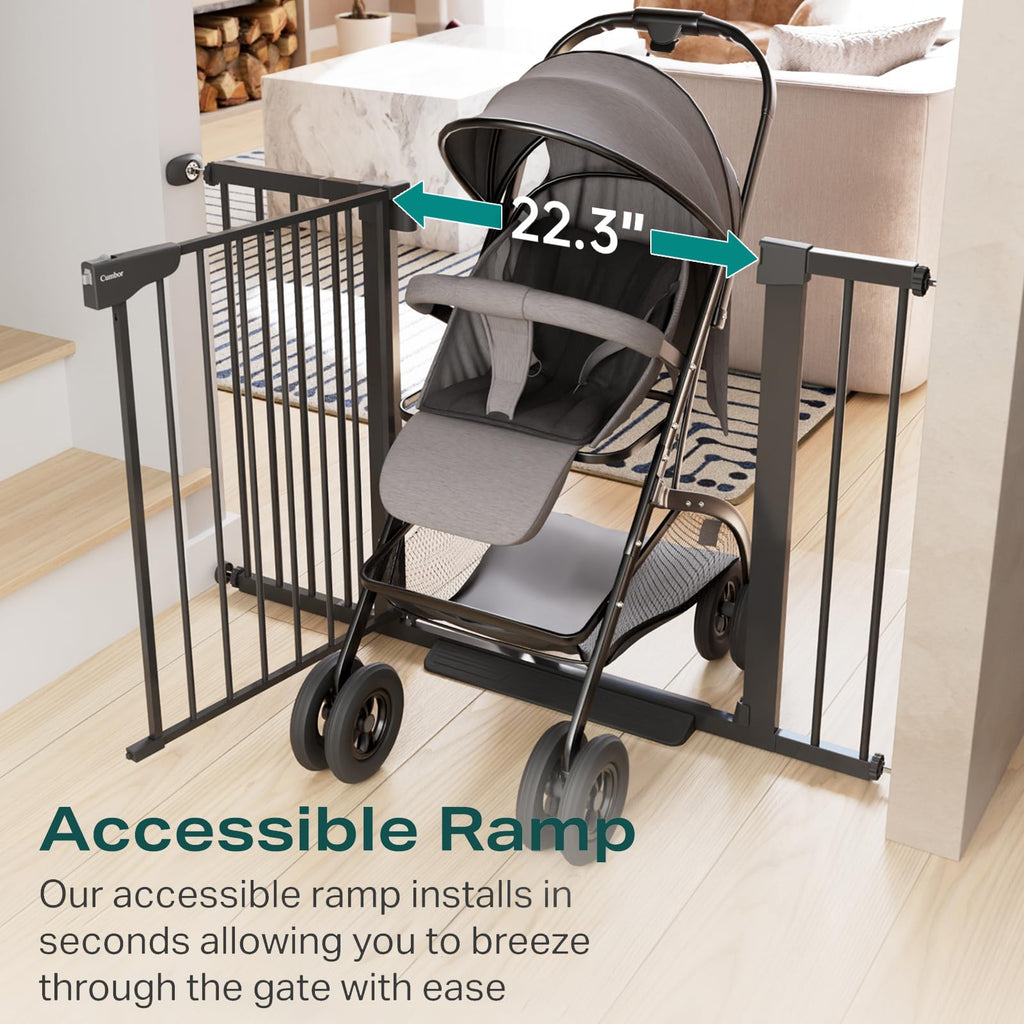CUMBOR Baby Gate for Stairs - Auto Close Pet Gate, Black