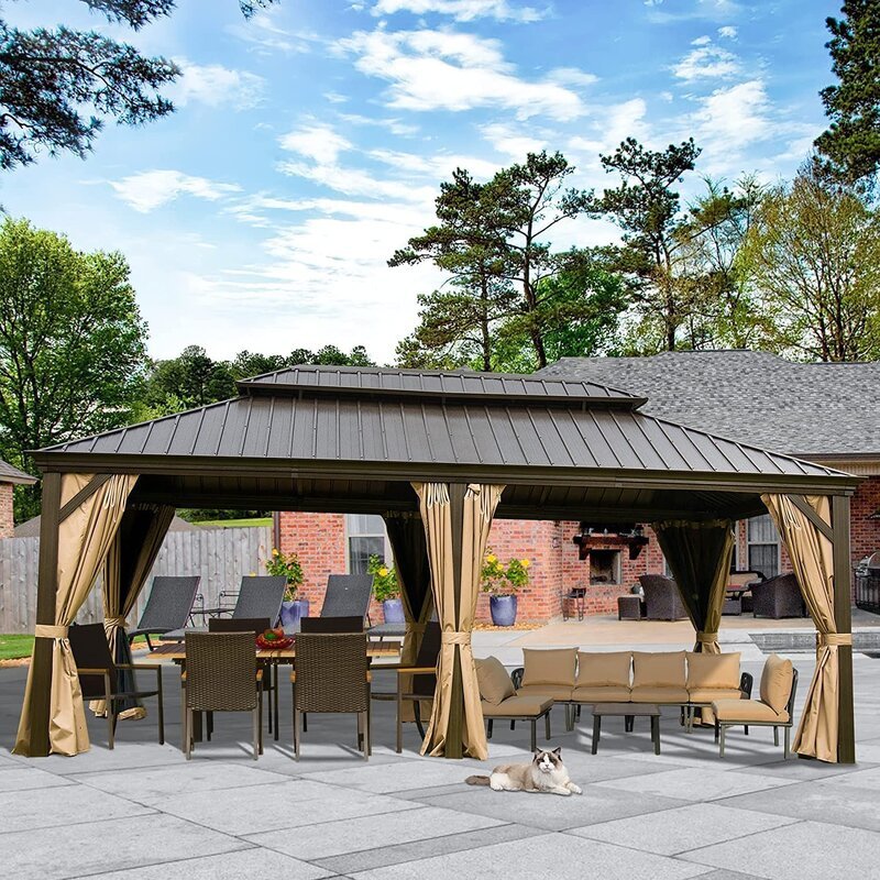 Calaro 19.5 Ft. W x 11 Ft. D Galvanized Steel Patio Gazebo