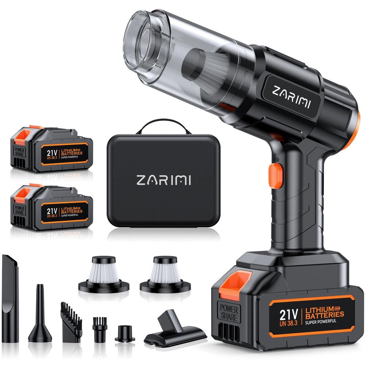 ZARIMI Portable Cordless Car Vacuum - 50000Pa High Power