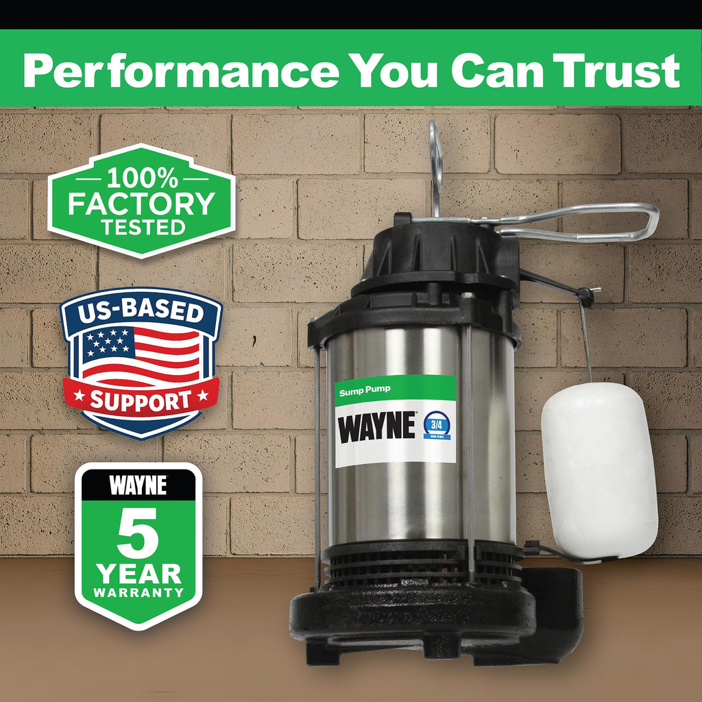 WAYNE CDU980E 3/4 HP Submersible Sump Pump – 5,490 GPH
