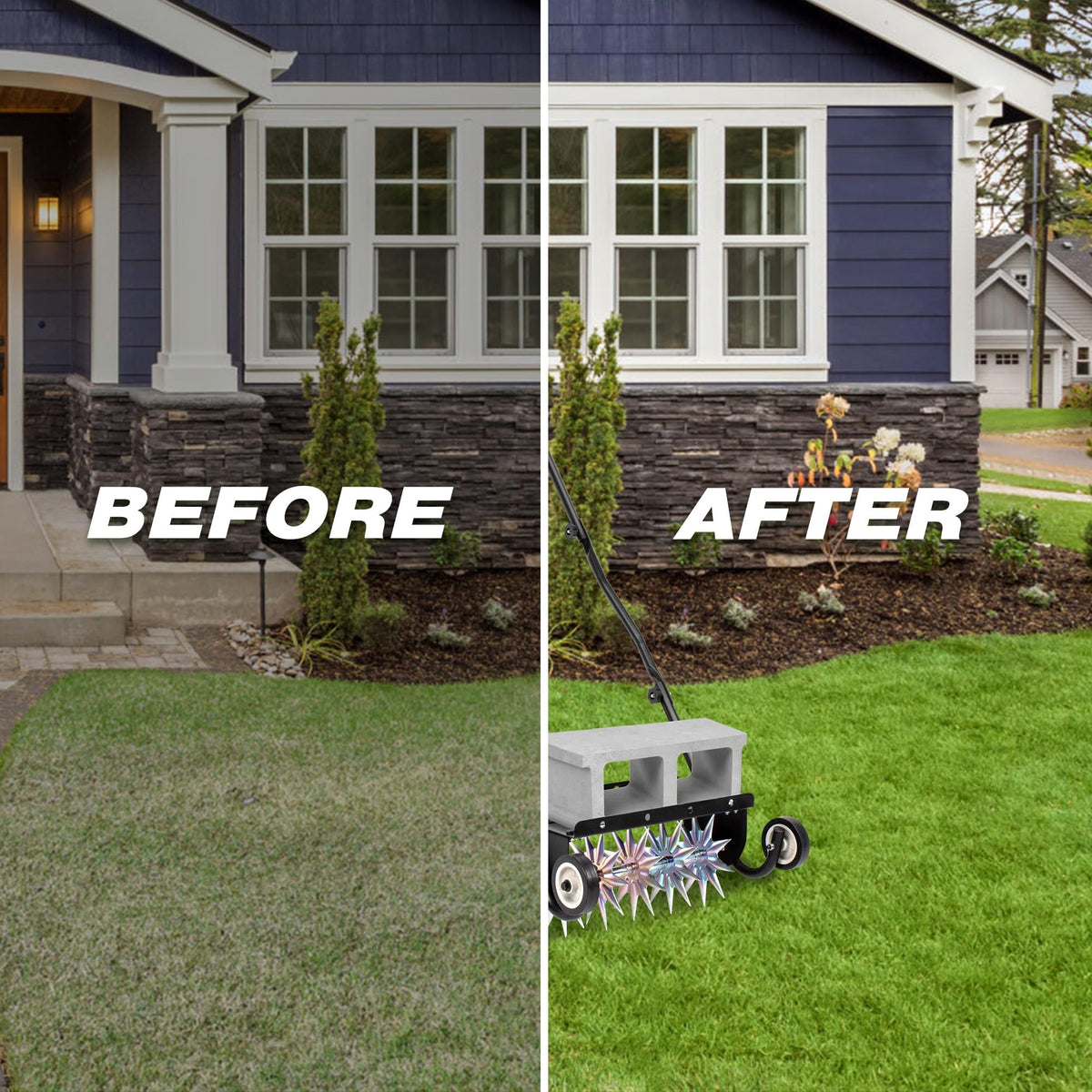 SUCHTALE 18-Inch Heavy Duty Push Spike Lawn Aerator