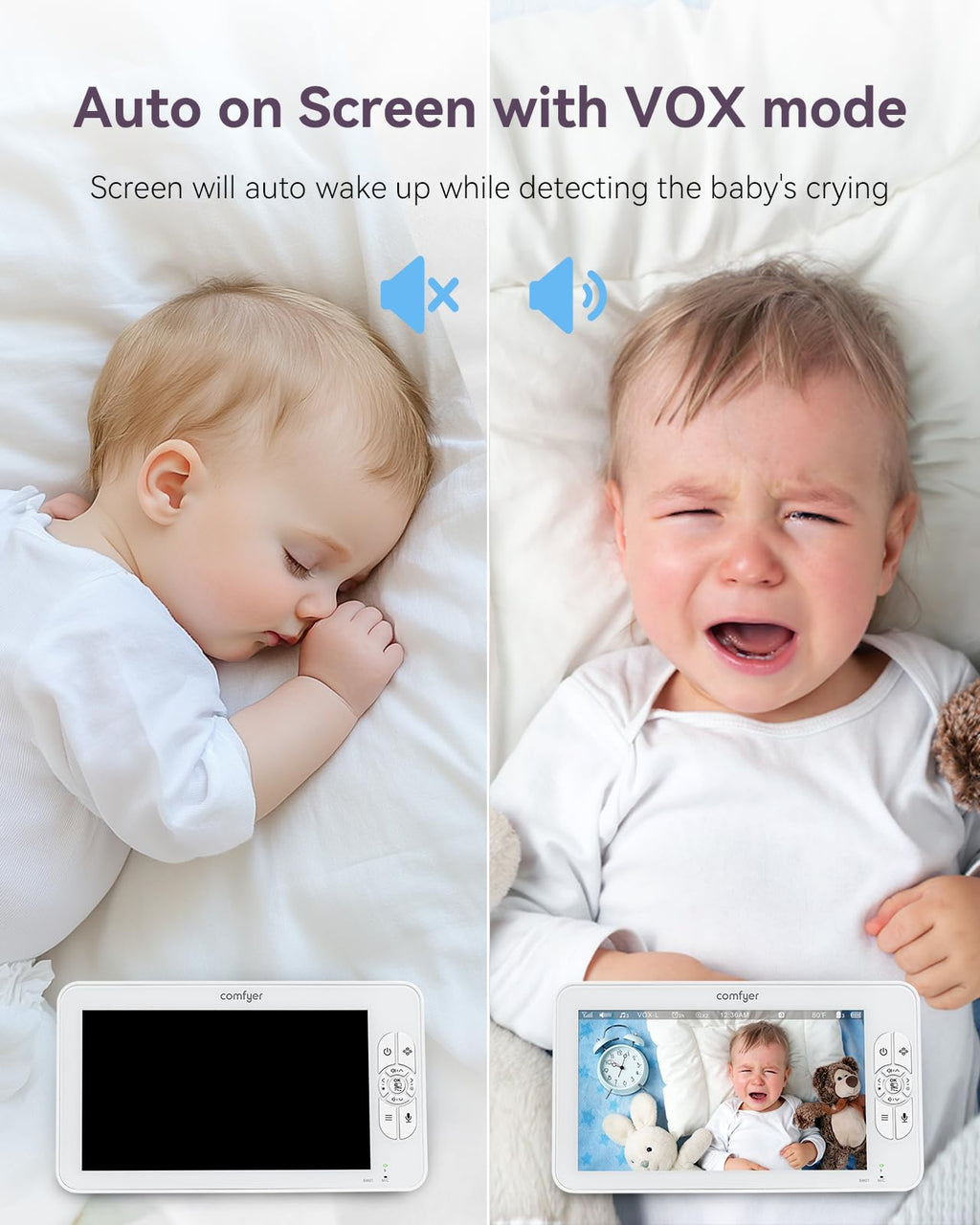 COMFYER BM01 7" HD Split-Screen Baby Monitor with 2 Cameras