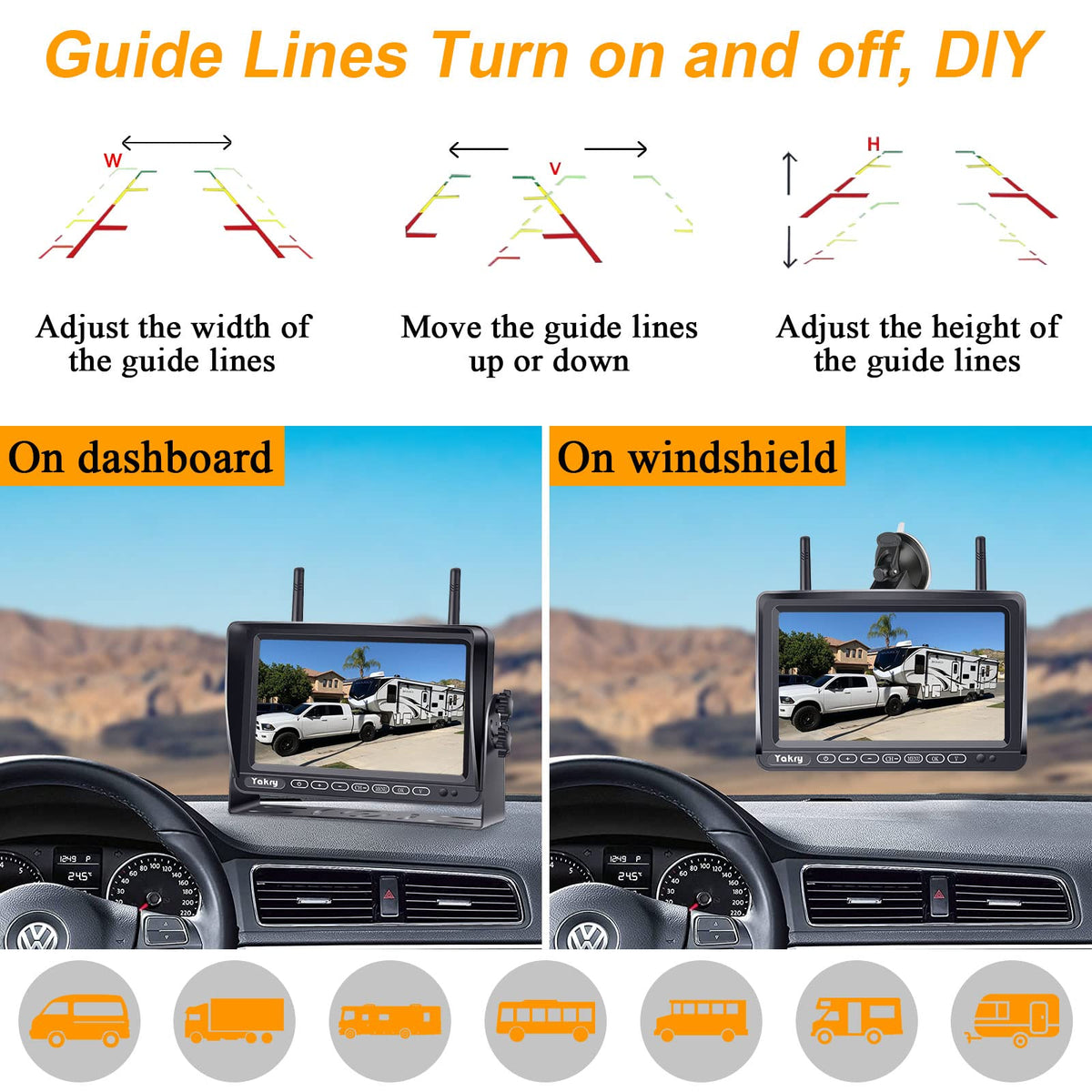 YAKRY RV Backup Camera Wireless HD 1080P with Monitor