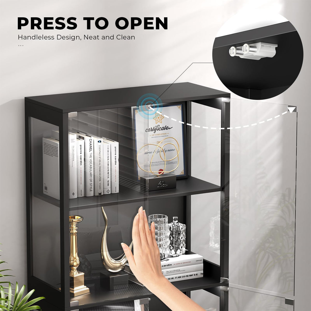 BROTTAR Glass Display Cabinet - 4-Tier Curio for Collectibles
