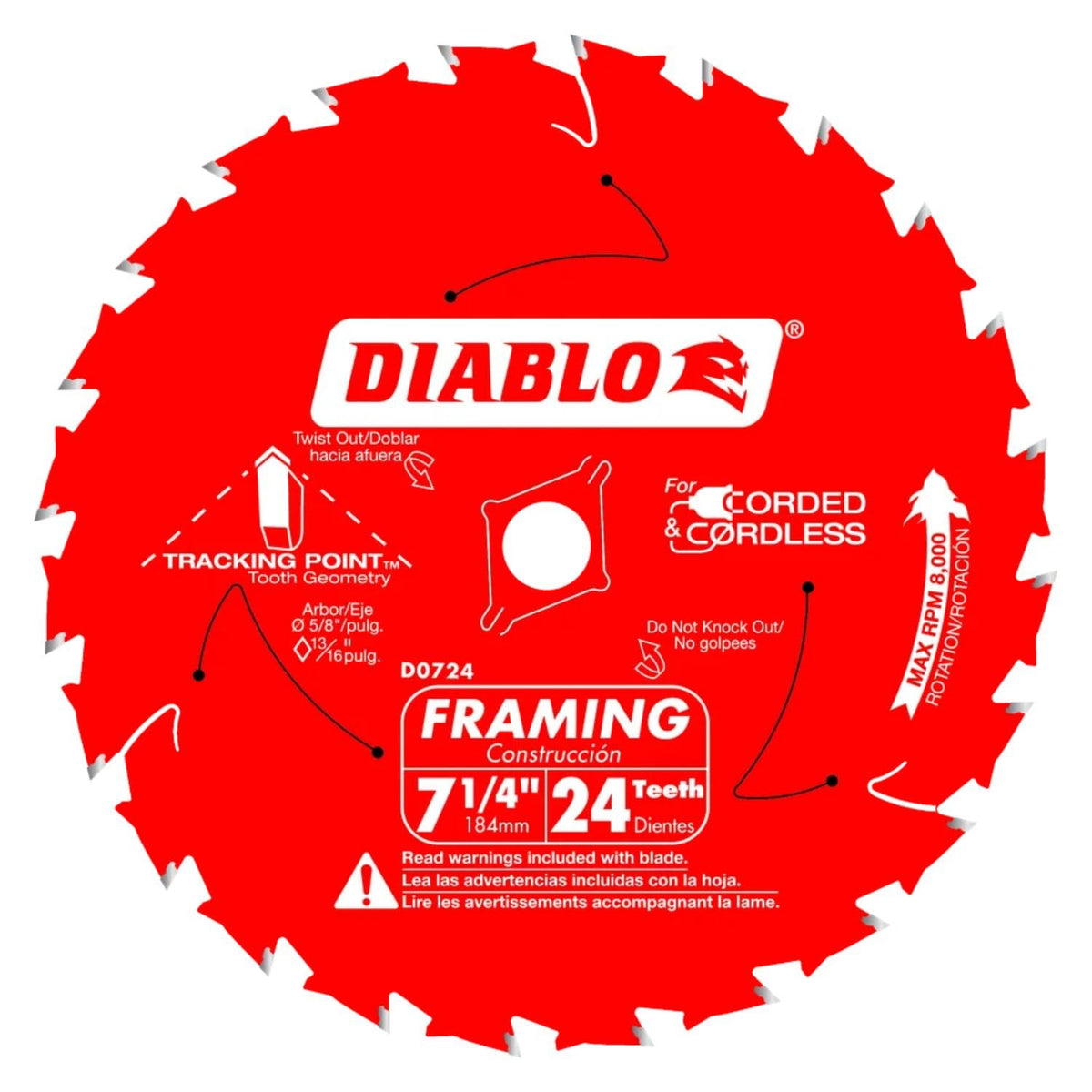DIABLO Framing Saw Blade - 7-1/4" 24-Tooth Thin Kerf